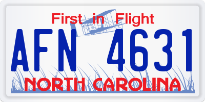 NC license plate AFN4631