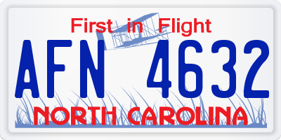 NC license plate AFN4632