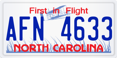 NC license plate AFN4633