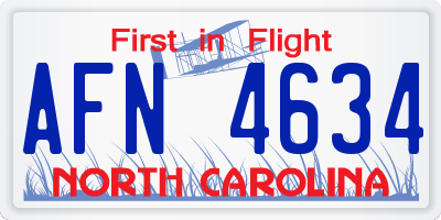 NC license plate AFN4634
