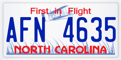 NC license plate AFN4635