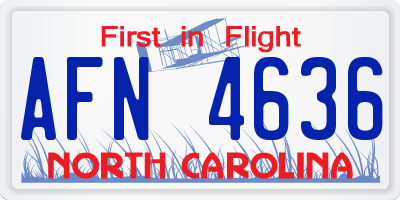 NC license plate AFN4636