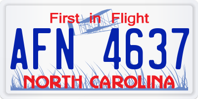NC license plate AFN4637