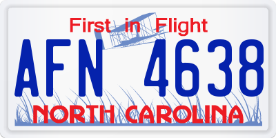 NC license plate AFN4638