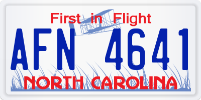 NC license plate AFN4641