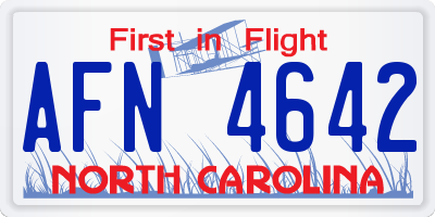 NC license plate AFN4642