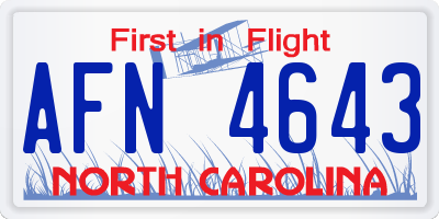 NC license plate AFN4643