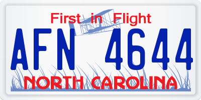 NC license plate AFN4644