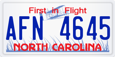 NC license plate AFN4645