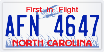 NC license plate AFN4647