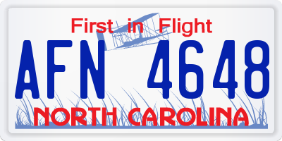 NC license plate AFN4648