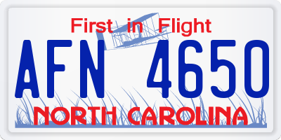 NC license plate AFN4650
