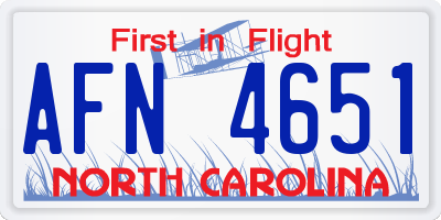NC license plate AFN4651