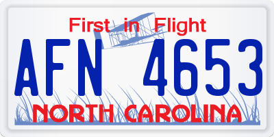 NC license plate AFN4653