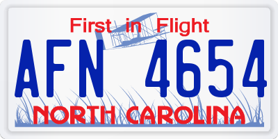 NC license plate AFN4654