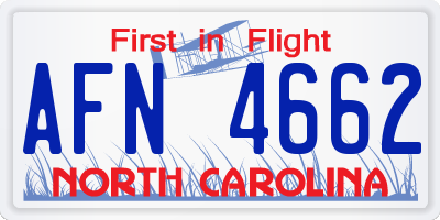 NC license plate AFN4662