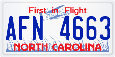 NC license plate AFN4663