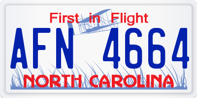 NC license plate AFN4664