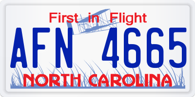NC license plate AFN4665