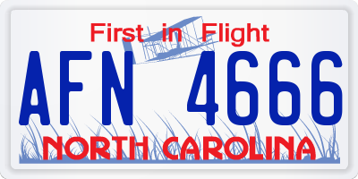 NC license plate AFN4666