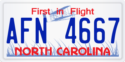 NC license plate AFN4667