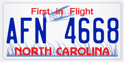 NC license plate AFN4668