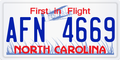 NC license plate AFN4669