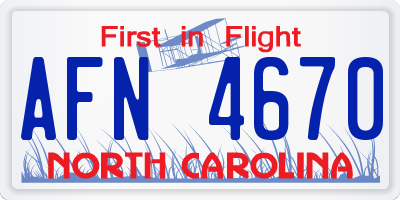 NC license plate AFN4670