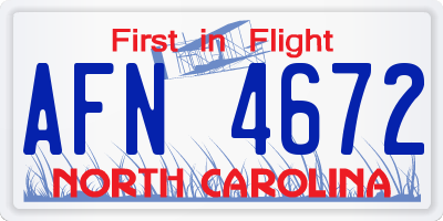 NC license plate AFN4672