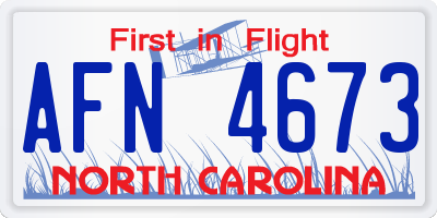NC license plate AFN4673
