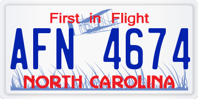 NC license plate AFN4674
