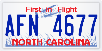 NC license plate AFN4677