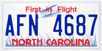 NC license plate AFN4687