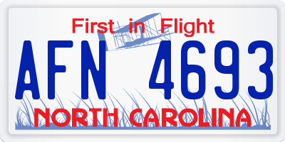 NC license plate AFN4693