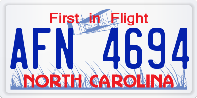 NC license plate AFN4694