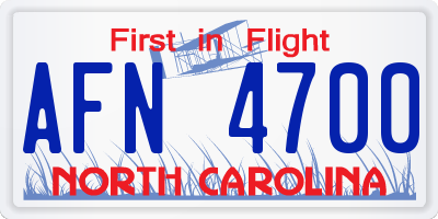 NC license plate AFN4700