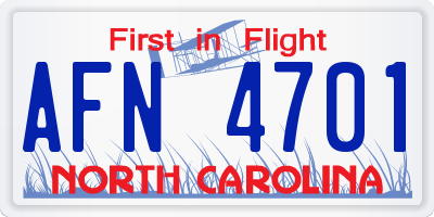NC license plate AFN4701