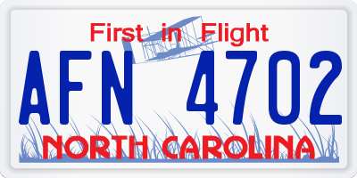 NC license plate AFN4702