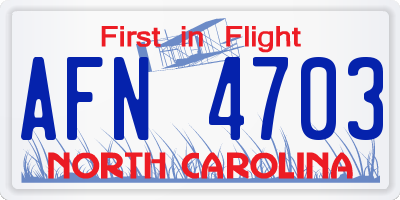 NC license plate AFN4703