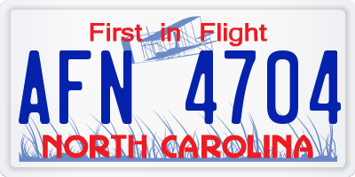 NC license plate AFN4704