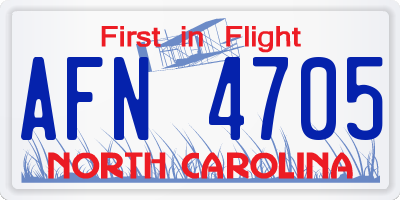 NC license plate AFN4705