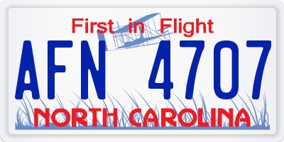NC license plate AFN4707