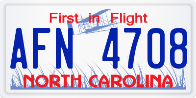 NC license plate AFN4708