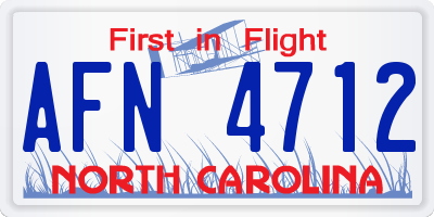 NC license plate AFN4712