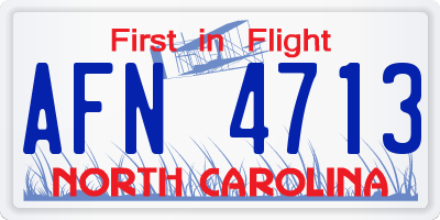 NC license plate AFN4713