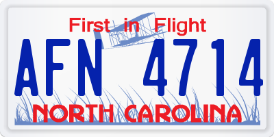 NC license plate AFN4714