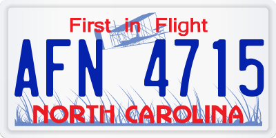 NC license plate AFN4715