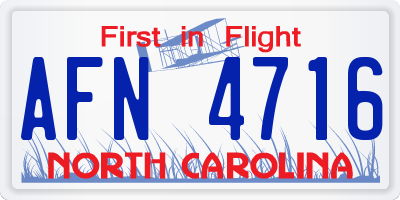 NC license plate AFN4716