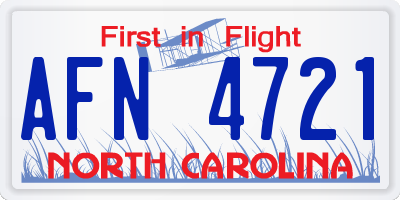 NC license plate AFN4721