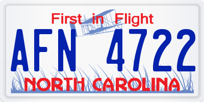 NC license plate AFN4722